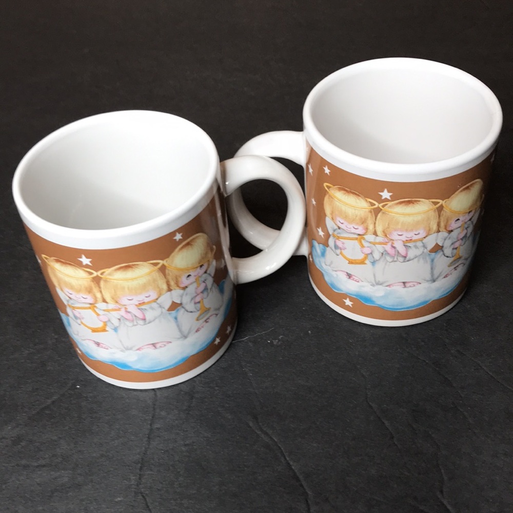 Hallmark Three Blonde Angels With Instruments On  A Cloud Coffee Or Tea Cup 9 oz
